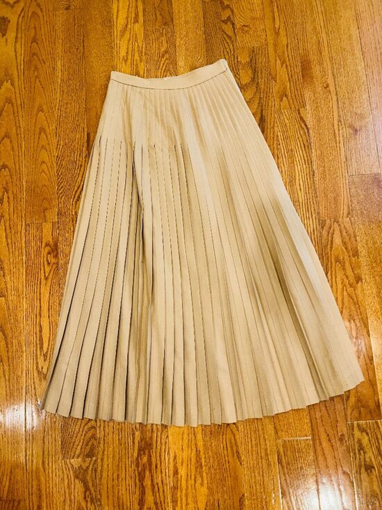 Linda Allard Ellen Tracy Dresses & Skirts - VTG Linda Allard Ellen Tracy 100% Wool Pleated Maxi Skirt Tan Beige 4 90s Luxury